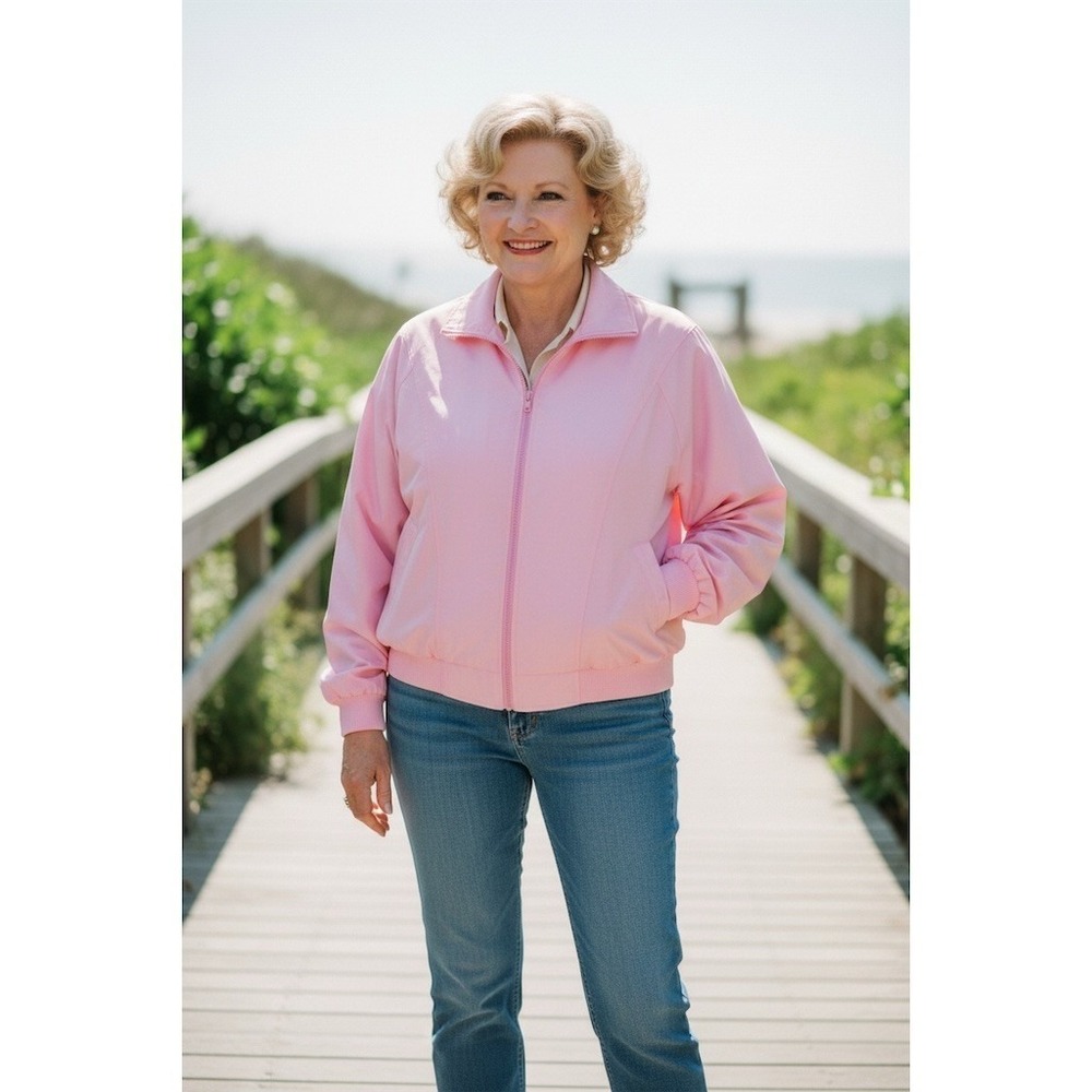 Golden girls Country Concepts Bomber Jacket 20W Pink Full Zip Pockets Vtg flaws
